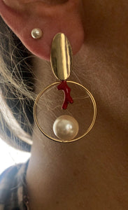 Tulum Earrings Pearls&Coral SINGOLO/MONO