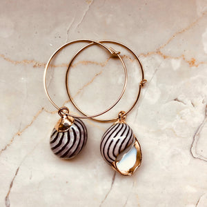La Digue Stripes/Pois Shell Earrings